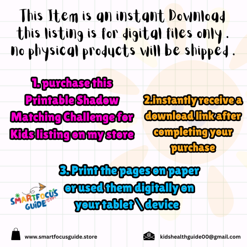 ✨ Shadow Matching Challenge for Kids | Printable Activity Book (Ages 4-8)
