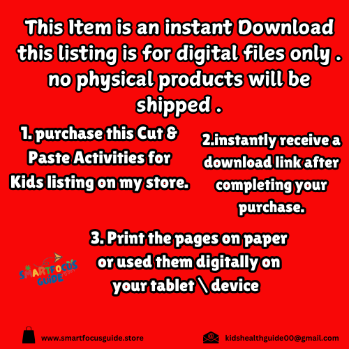 Cut and Paste Activities – Fun Learning for Kids (30 Pages)