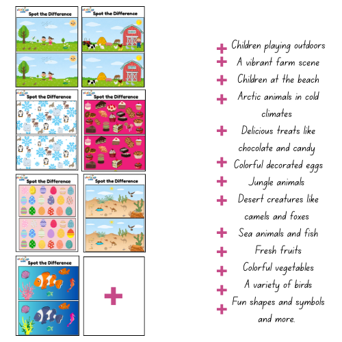 Printable Spot the Difference Activity Book for Kids β 30 Fun Puzzles with Answer Pages