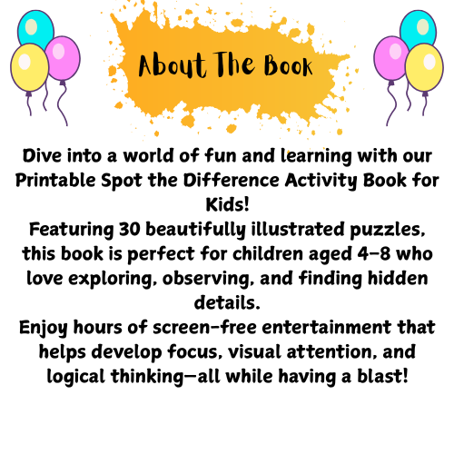 Printable Spot the Difference Activity Book for Kids β 30 Fun Puzzles with Answer Pages