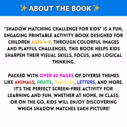 ✨ Shadow Matching Challenge for Kids | Printable Activity Book (Ages 4-8)