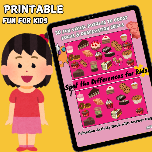 Printable Spot the Difference Activity Book for Kids – 30 Fun Puzzles with Answer Pages