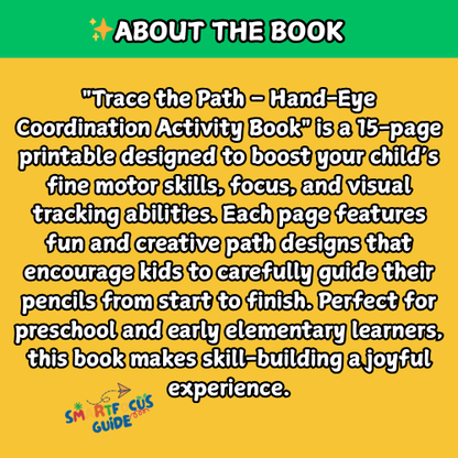 Trace the Path – Hand-Eye Coordination Activity Book (Ages 4–6)