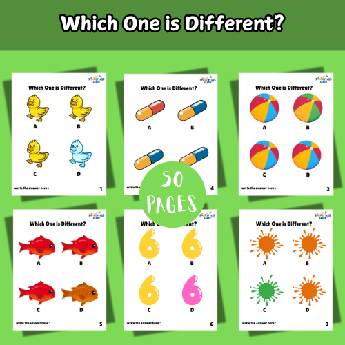 Which One is Different? – 50-Page Fun Activity Book for Kids