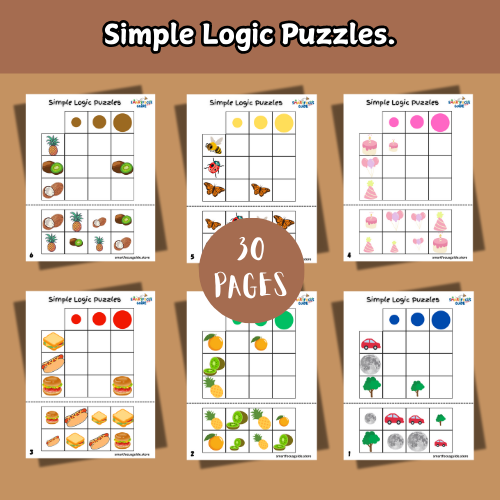 Simple Logic Puzzles – 30-Page Fun Activity Book for Kids