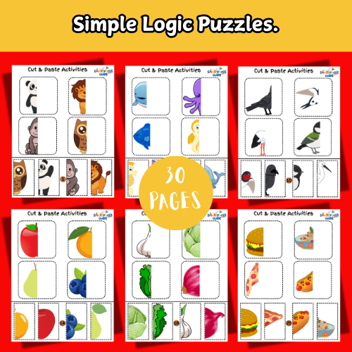 Cut and Paste Activities – Fun Learning for Kids (30 Pages)