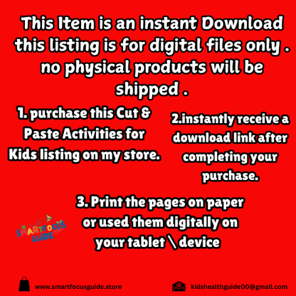 Cut and Paste Activities – Fun Learning for Kids (30 Pages)