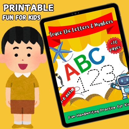 Trace the Letters & Numbers – Handwriting Practice for Kids (70+ Pages)