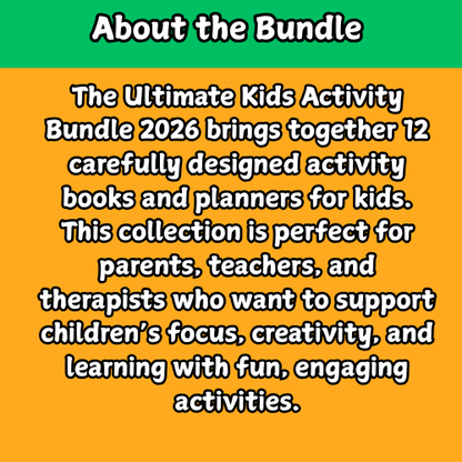 Ultimate Kids Activity Bundle 2026 – 12 Printable Books + ADHD Planner