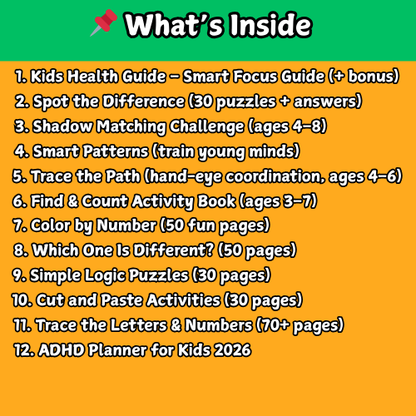 Ultimate Kids Activity Bundle 2026 – 12 Printable Books + ADHD Planner