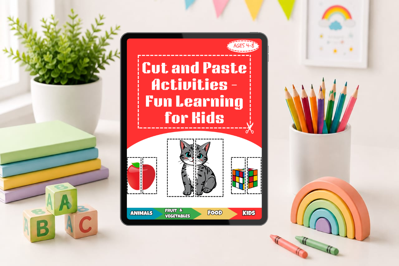 Cut and Paste Activities – Fun Learning for Kids (30 Pages)