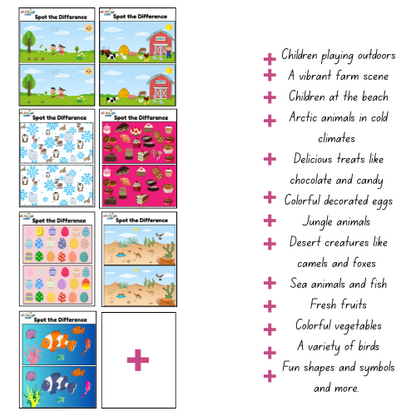Printable Spot the Difference Activity Book for Kids – 30 Fun Puzzles with Answer Pages