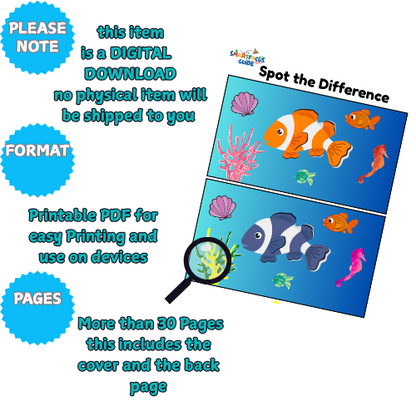 Printable Spot the Difference Activity Book for Kids – 30 Fun Puzzles with Answer Pages